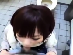 Japanese brunette slut gives a great pov blowjob