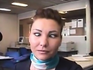 Air hostess flashing awesome tits and ass  to colleagues