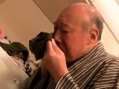 Lustful Japanese wife has a horny old man banging her cunt