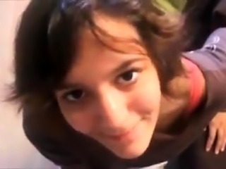 Sensual young brunette puts her blowjob skills into action
