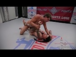 Tattooed MILF Jen Hexxx grinds and bites Racker&#039_s balls in this winner-fucks-loser mixed gender wrestling match
