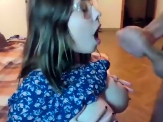 Huge boobs teen gets huge facial