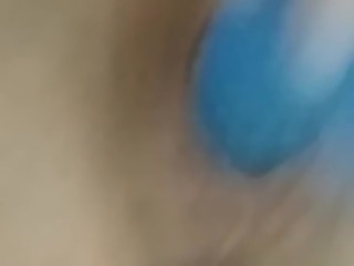 Blue dildo blonde masturbate