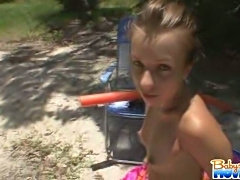 Nicole gives a blowjob and penetrated outdoor