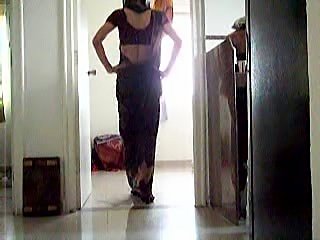 Indian Crossdresser in Saree Catwalk