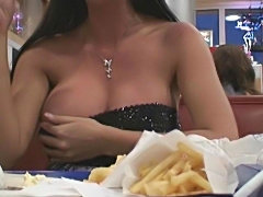 Chick flashing in a fast food restaurant