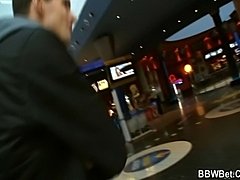 Smart dude picks up busty BBW and bangs her