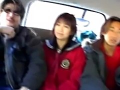 2 Japanese girls giving BJ in a van. Lesbian excitments on the sofa too.