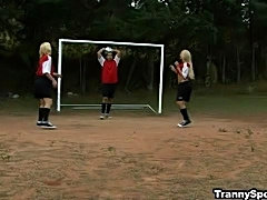 2 sexy shemales get fucked after a soccer practice