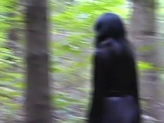Goth slut Marion group fucked in the woods
