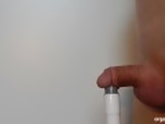 Male orgasm with huge cumshot after nice penis growing