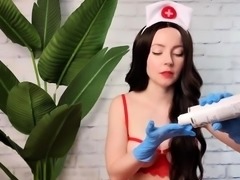 Naughty nurse in lingerie shows off her marvelous feet