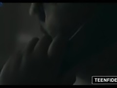 Fat man peeks on Zoe Clark as she fucks with a handsome guy