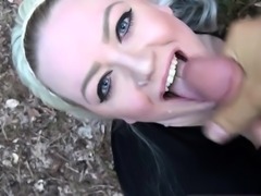 Blonde picked up in the forest to fuck outdoors