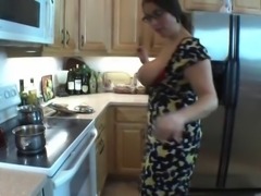 Big titty Chubby takes two in kitchen