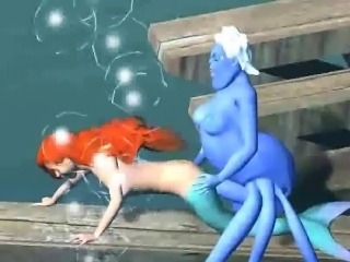 3D Ariel getting fucked hard underwater by Ursula