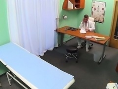 Doctor fucks blonde sales woman in an office