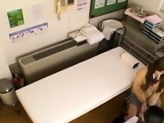 Schoolgirl goes into the nurse's office for a breast exam b