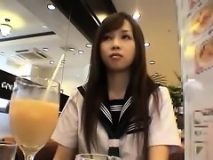 Adorable Japanese schoolgirl exposes her body and enjoys a 