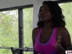 Osas fucks some huge cock in the gym