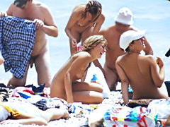 Nudist group on the beach